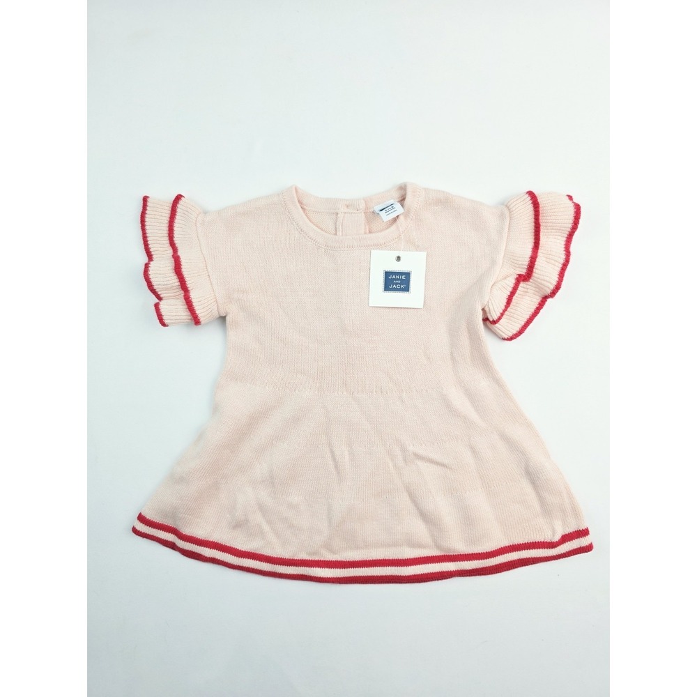 Janie and Jack girls dress‎ pink red NWT sz 3 to 6 months very soft
